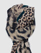 Bufanda cuadrada beige mezcla estampado leopardo Mujer-2