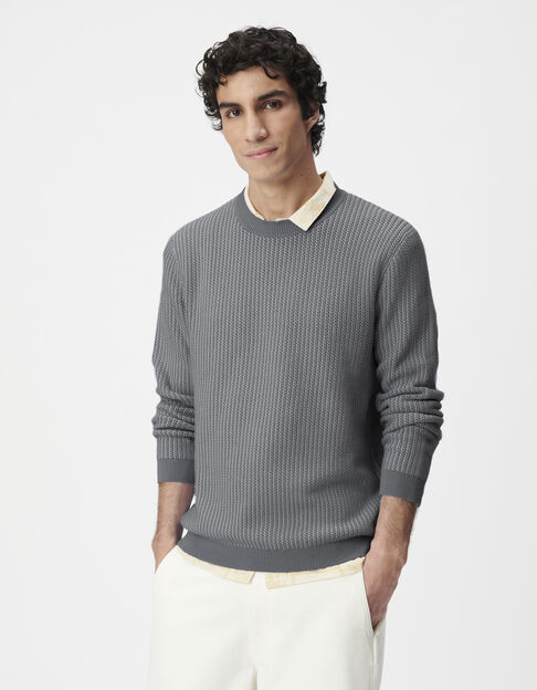 Jersey jacquard acanalado azul Hombre - IKKS