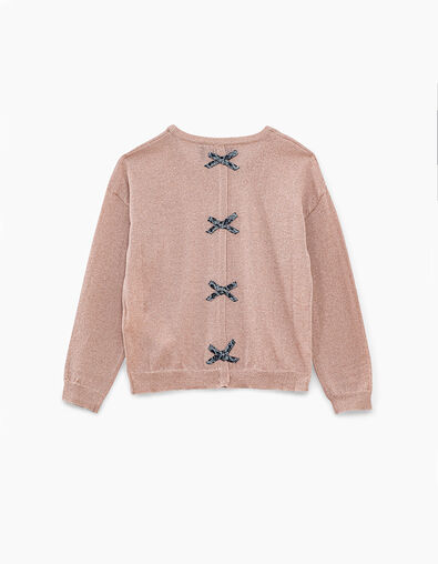 Girls’ medium pink sweater with printed bows on back - IKKS