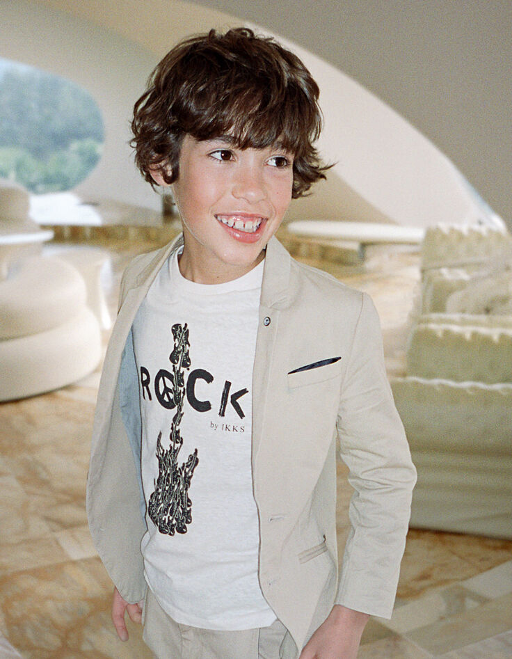 Boys' dark beige suit jacket-1