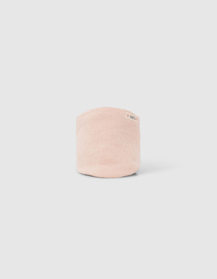 Snood rose poudr&eacute; tricot lurex fourr&eacute; b&eacute;b&eacute; fille-2