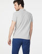 Men’s light grey marl textured striped polo shirt-3