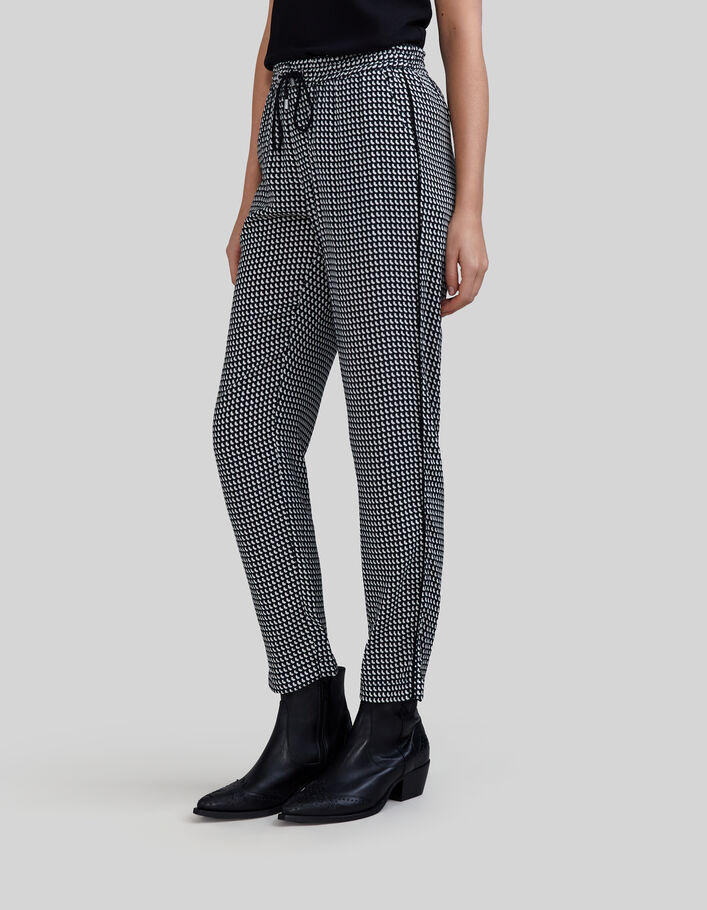Pantalón negro LENZING™ ECOVERO™ estampado gráfico Mujer - IKKS