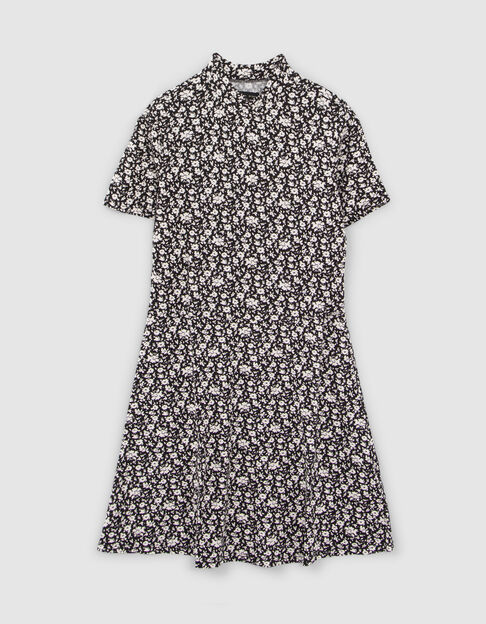 Schwarzes Mädchenkleid mit Blumenprint - IKKS
