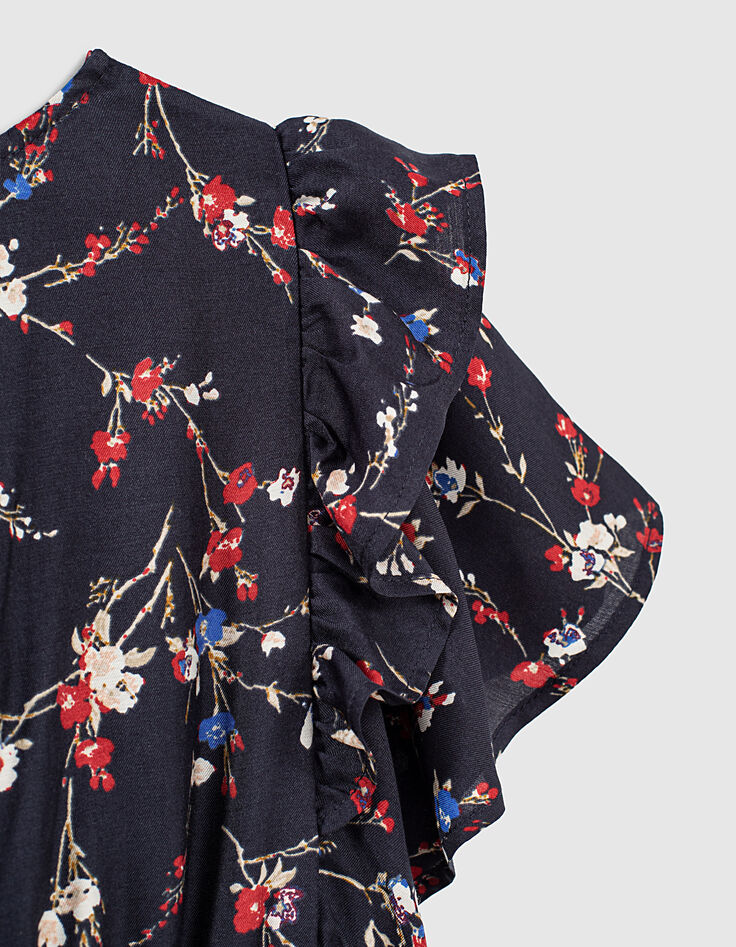 Robe marine mini me imprimé fleurs fille -7 Robe marine mini me imprimé fleurs fille -7