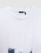 T-shirt blanc coton bio flocage ondes marines garçon-3