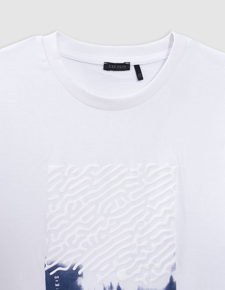 T-shirt blanc coton bio flocage ondes marines garçon-3