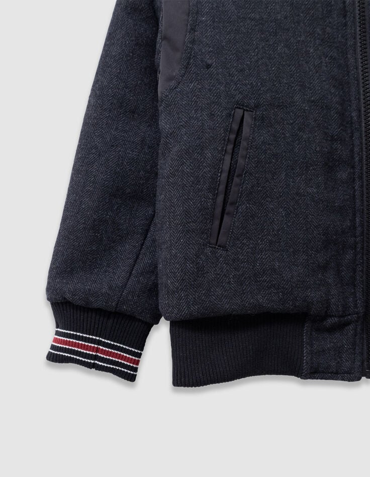 Blouson réversible esprit teddy noir et gris garçon-8