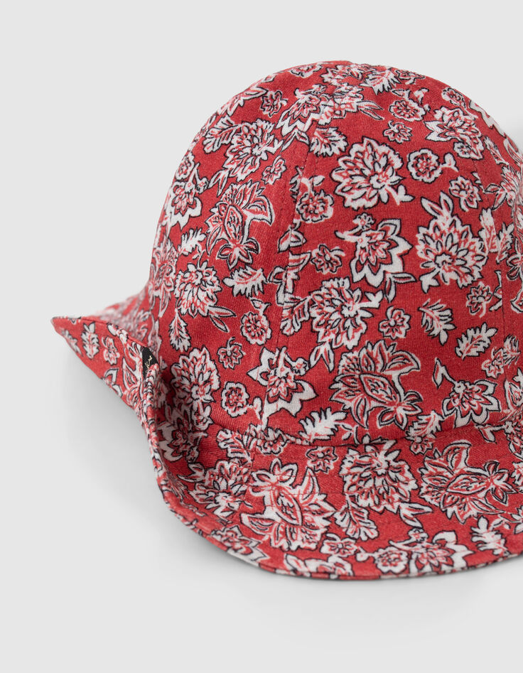 Sombrero rojo estampado floral bebé niña-3