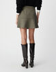 Women’s beige houndstooth short skirt-4
