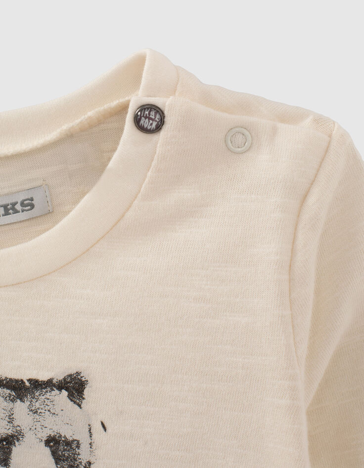 Baby boys’ ecru bear-knight organic cotton T-shirt-2 Baby boys’ ecru bear-knight organic cotton T-shirt-2