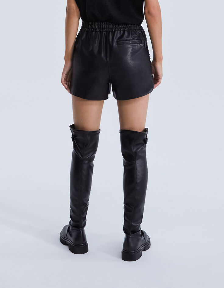 Women&rsquo;s black studded biker-style shorts-3