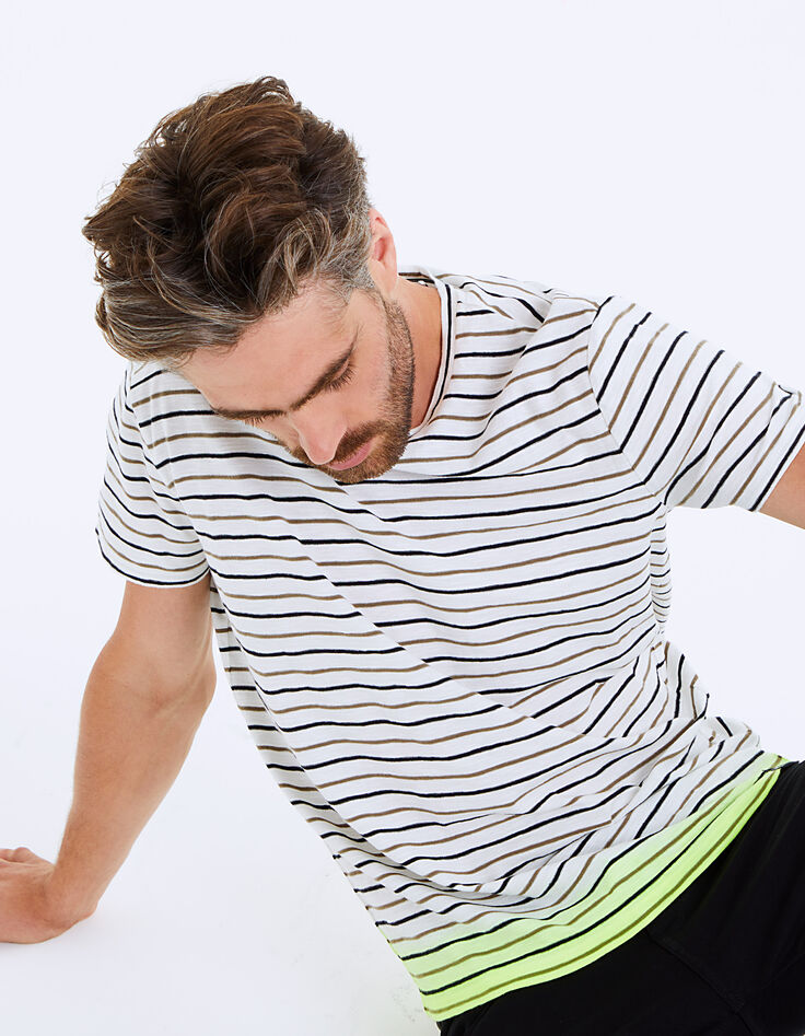Off-White Herren-T-Shirt, gestreift und Tie-Dye-Effekt-1