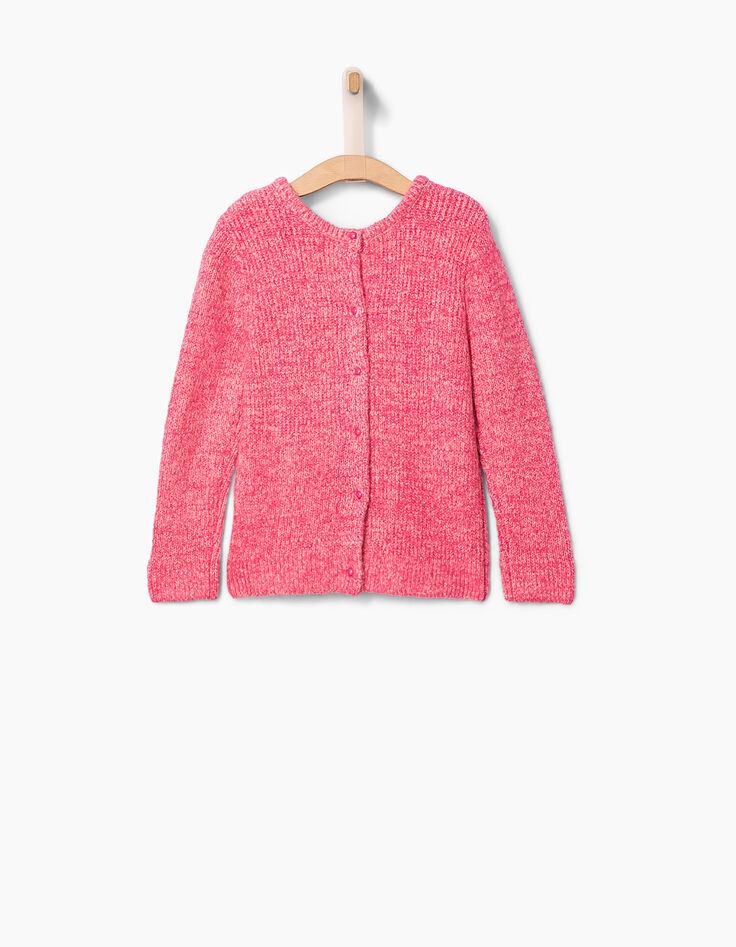 Pull en maille moulinée fuchsia fille-3
