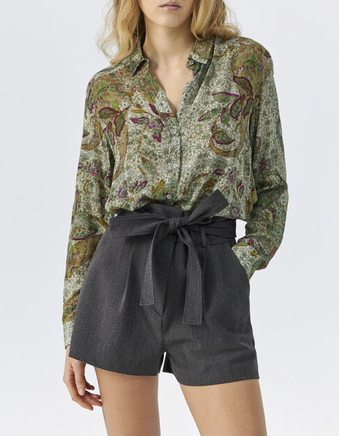 Chemise fluide écrue imprimé cachemire Femme