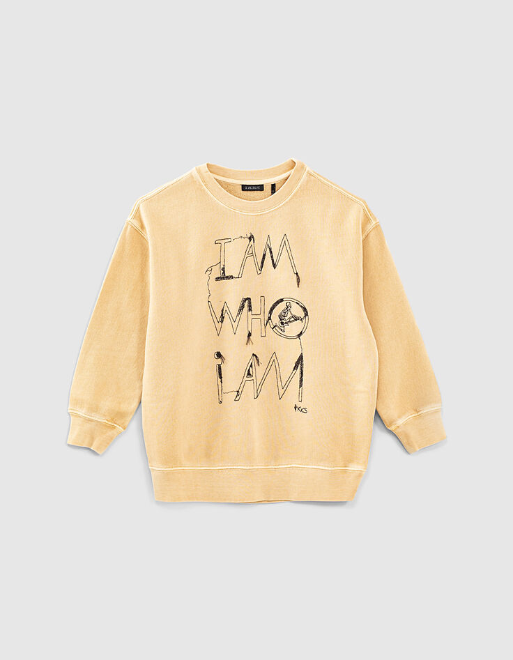 Sweater korengeel borduursel vooraan jongens -1 Sweater korengeel borduursel vooraan jongens -1