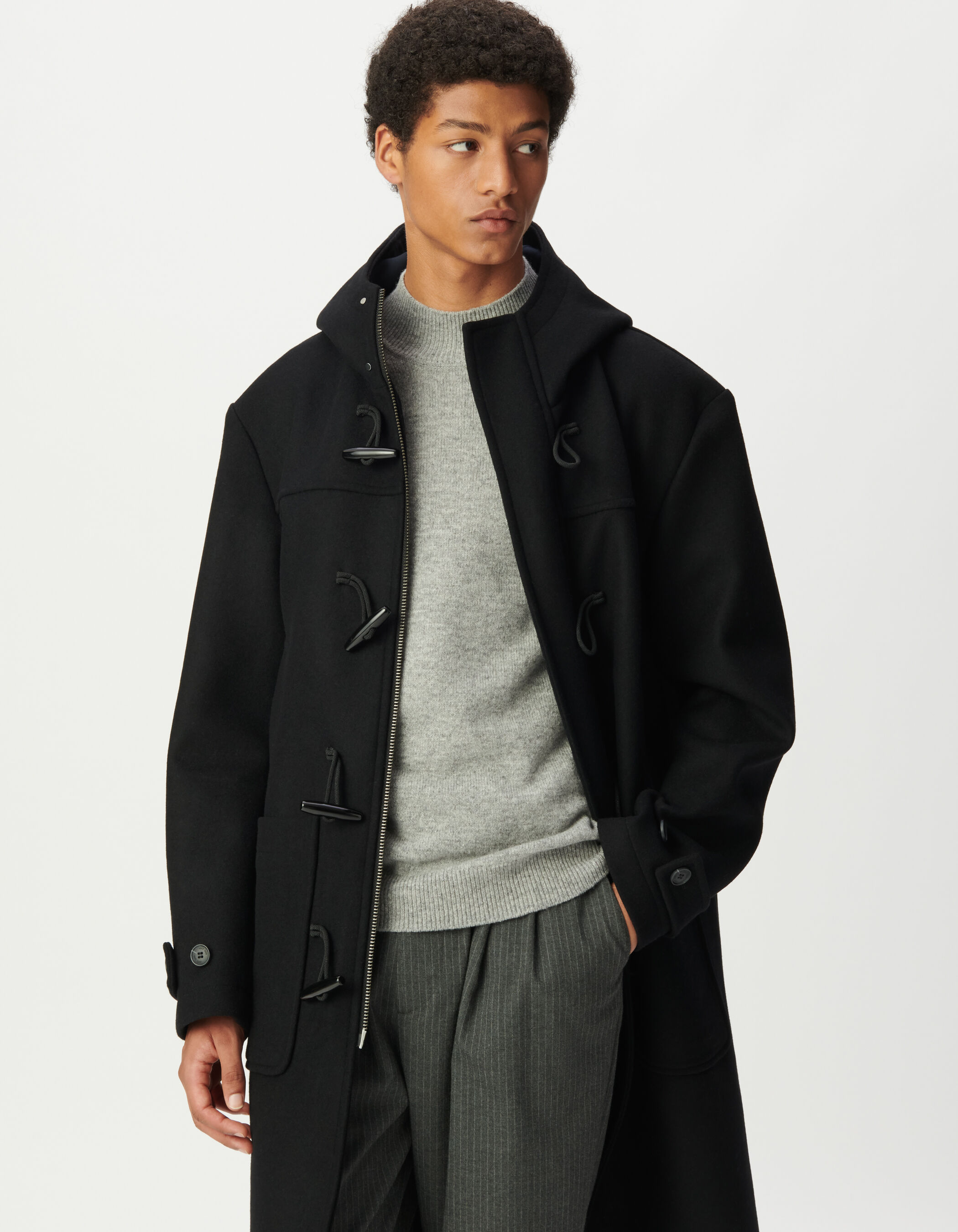 Men's esprit duffle coat black wool coat