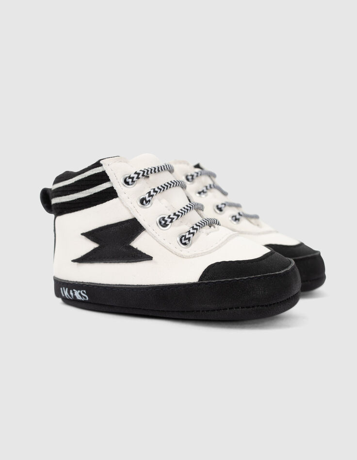 Schwarze Sneakers für Babyjungen mit Blitzmotiven -5