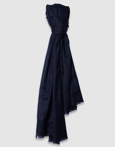 Marineblauer Herrenschal schwarzes Hahnentrittmuster - IKKS