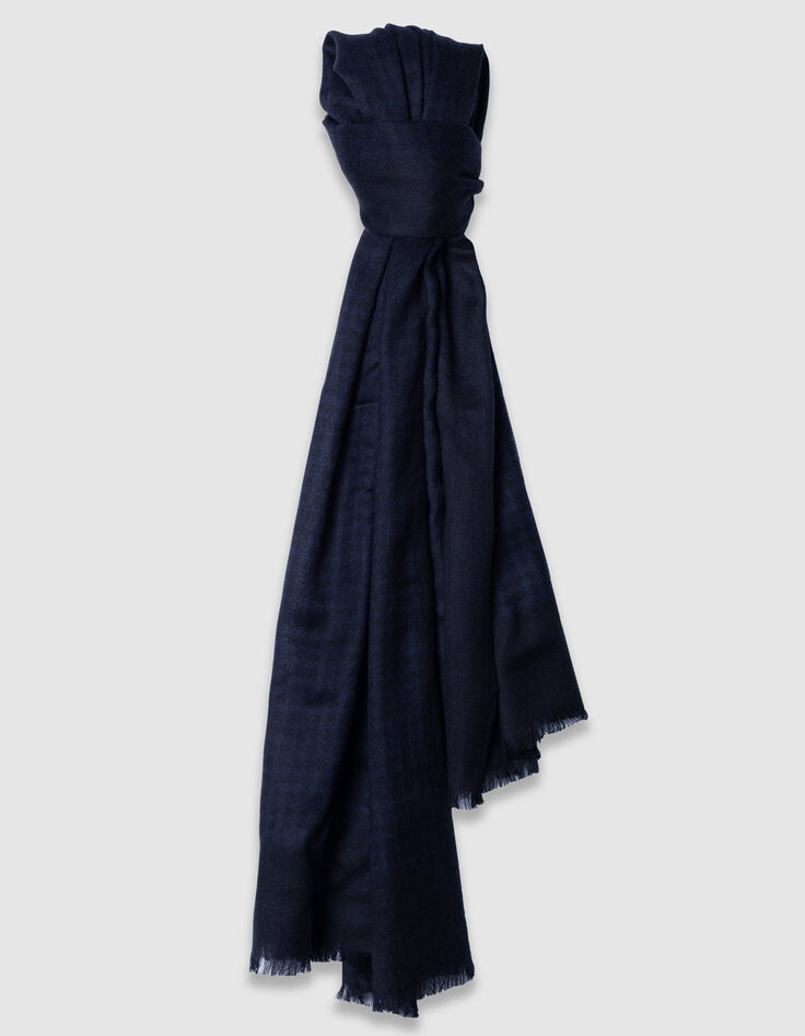 Men’s navy scarf with black houndstooth-1 Men’s navy scarf with black houndstooth-1