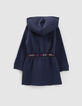 Girls’ navy glittery hooded sweatshirt dress-3