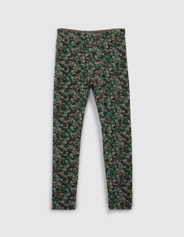Leggings réversible imprimé léo-floral et kaki fille-3 Leggings réversible imprimé léo-floral et kaki fille-3