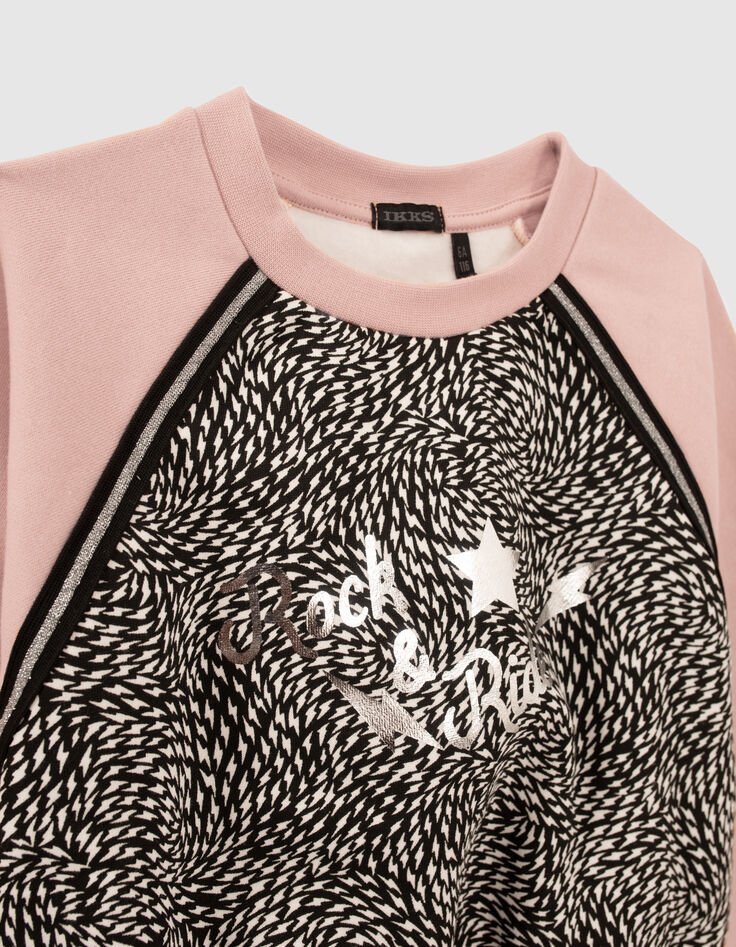Sweat rose et imprim&eacute; graphique fille-4