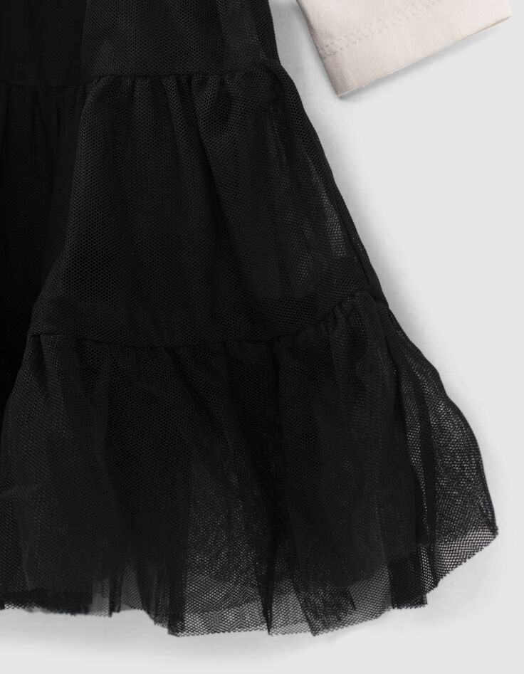 Vestido blanco roto bimaterial con tutú rock bebé niña-5