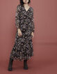 Langes Voilekleid mit Metallic-Blumenprint-1
