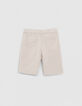 Boys’ beige striped occasionwear suit Bermuda shorts-3