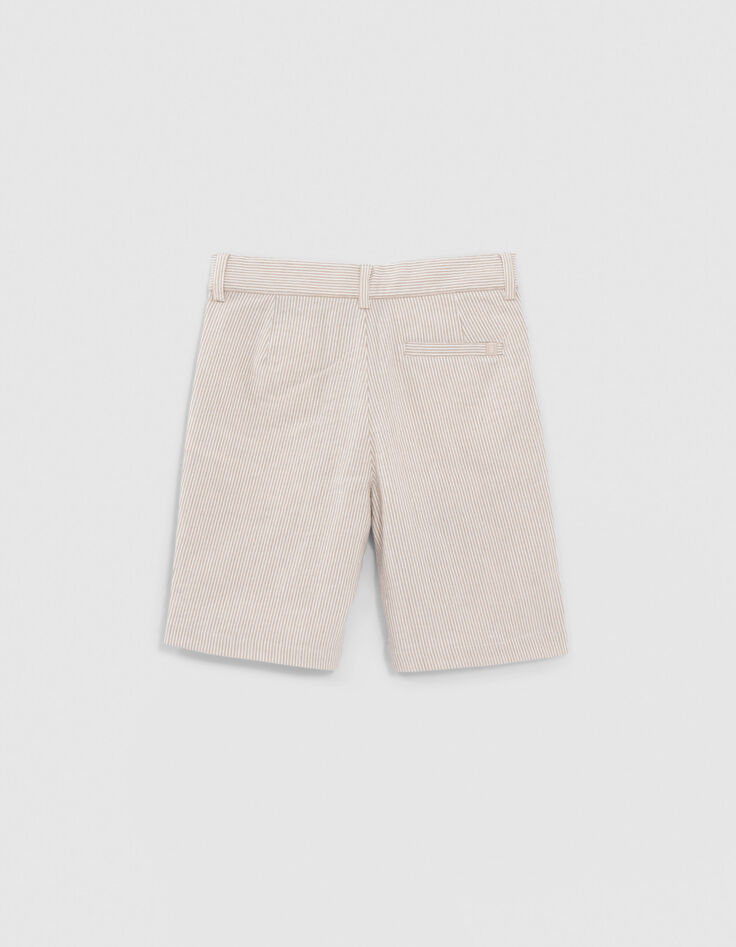 Boys’ beige striped occasionwear suit Bermuda shorts-3