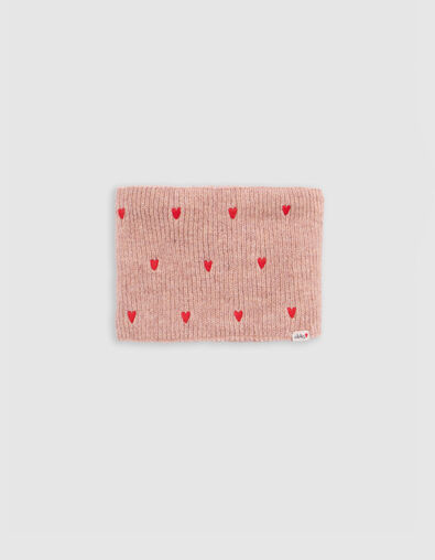 Rosa gestrickter Snood mit Herzstickerei f&uuml;r Baby M&auml;dchen - IKKS