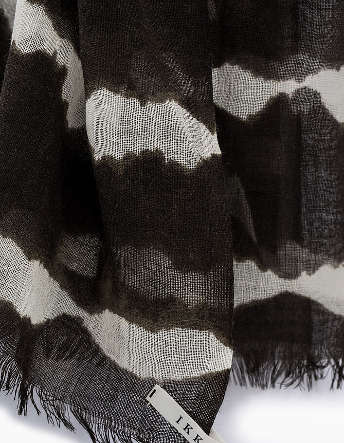 Women's khaki tie-dye print wool scarf - IKKS