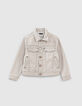 Schmal gestreifte Jungen-Jeansjacke in Light Grey -1