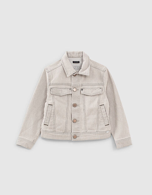 Boys’ light grey thin striped denim jacket - IKKS