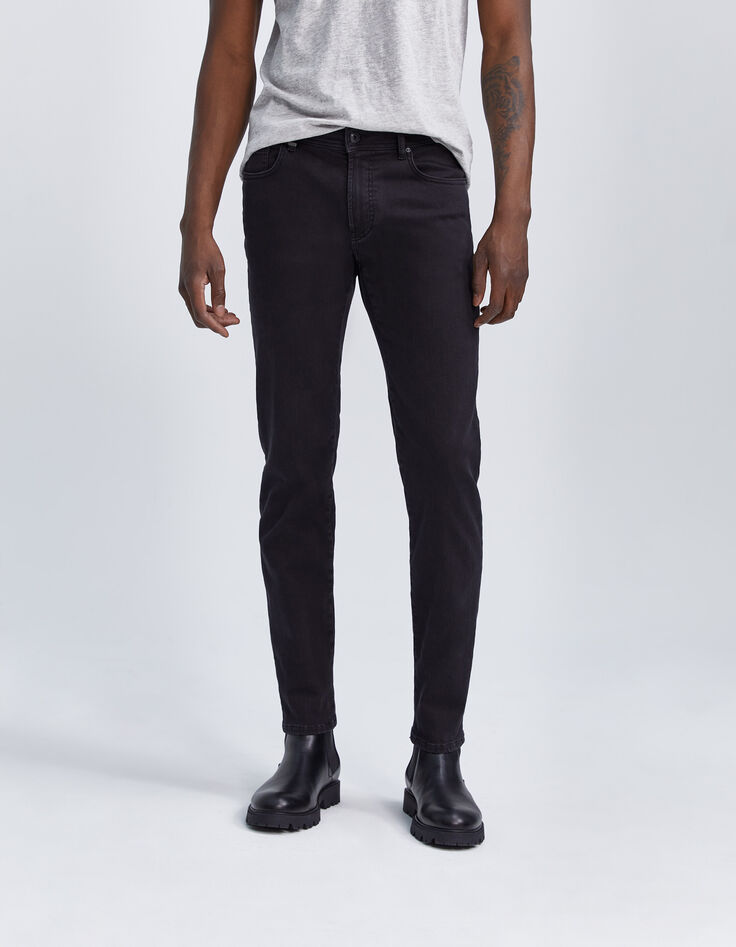 Schwarze SLIM-Herrenjeans aus Fleece-Denim Lemmy-2