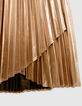 Girl's asymmetrical pleated gold midi skirt-4