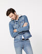 Men’s sky blue denim jacket, removable hood-3