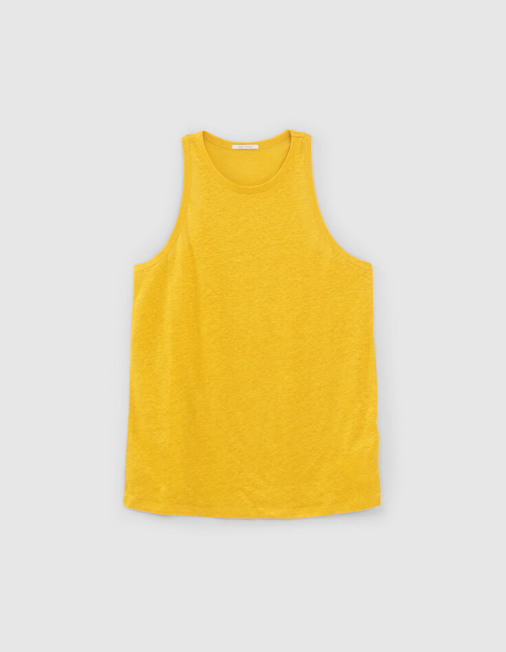 Women’s yellow tone-on-tone foil soft linen vest top-7