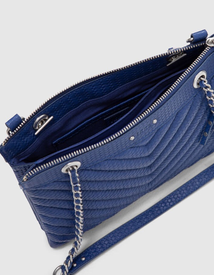 Women's cobalt embossed leather 1440 Reporter clutch bag - IKKS