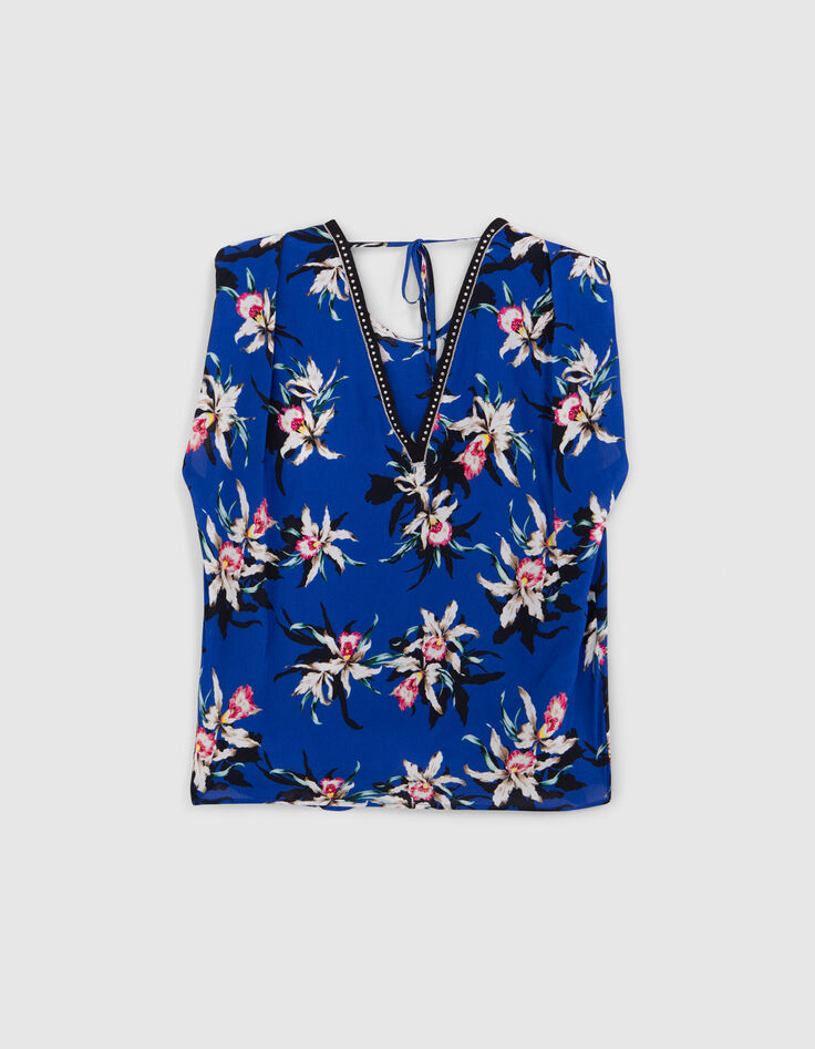 Kobaltblauwe top LENZING™ ECOVERO™ paradijsbloemen Dames-7