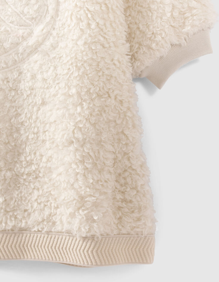 Ecru jurk Sherpa logo geborduurd babymeisjes-4