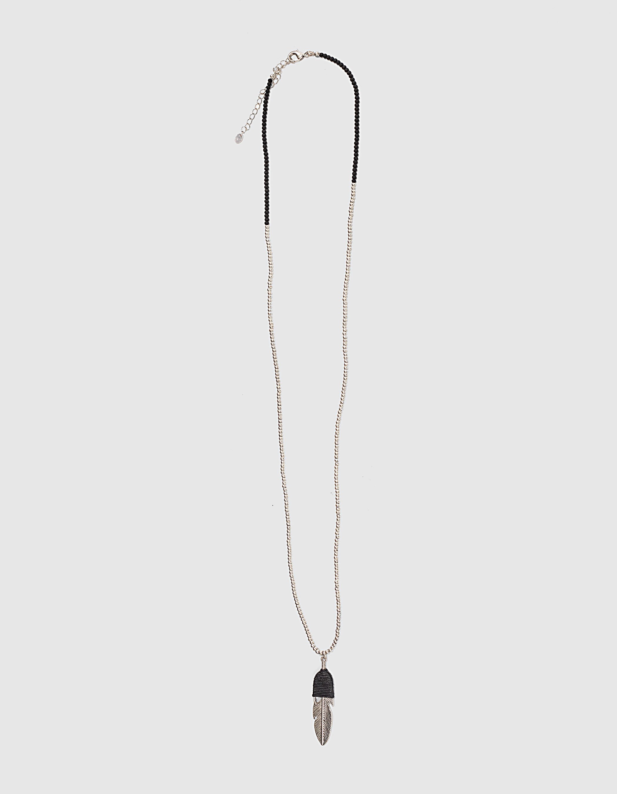 Collier sautoir en perles plume metal femme IKKS