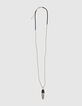 Collier sautoir en perles plume métal femme-1