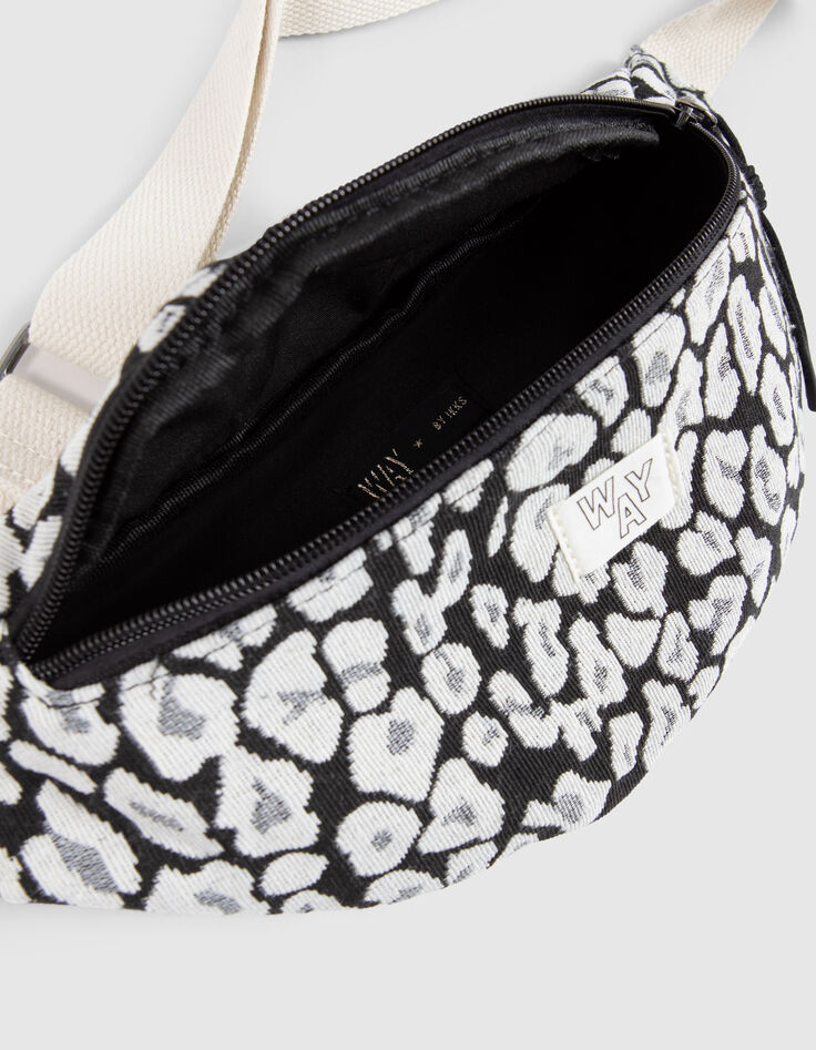 Sac banane noir motif l&eacute;opard fille-6