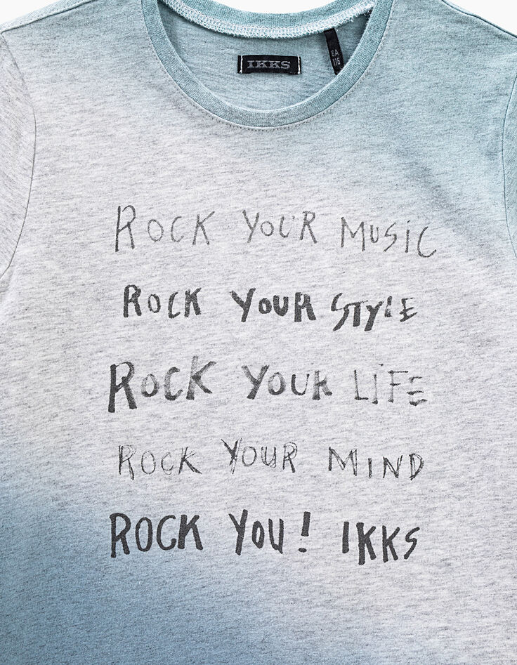 Lichtgrijs T-shirt deep dye effect met print jongens -2 Lichtgrijs T-shirt deep dye effect met print jongens -2