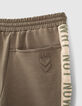 Bermuda kaki foncé molleton avec typo côtés garçon -6