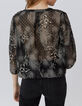 Women’s black blouse with ecru dandy flower print-3