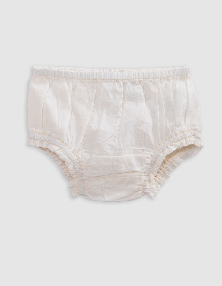 Ecru Kleid mit Stick, Windelhöschen, Babymädchen-8