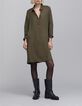 Women's khaki midi shirt dress with jewels-2